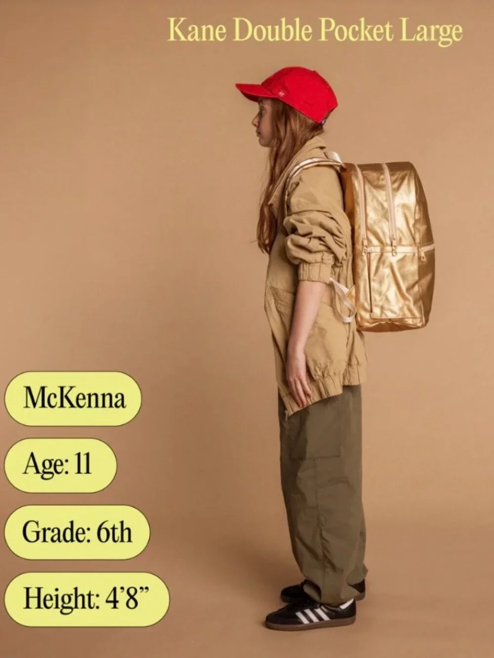 STATE Ripstop Kane Kids Double Pocket LARGE Backpack Olive Green Diagonal Zipper